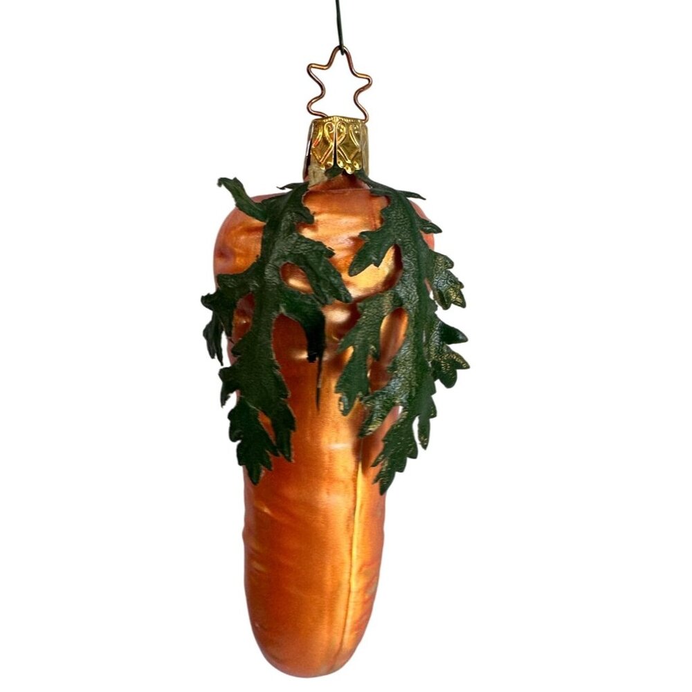 Inge Glass Heirloom Carrot Ornament Hand Blown Glass Germany 4.5" Star Cap